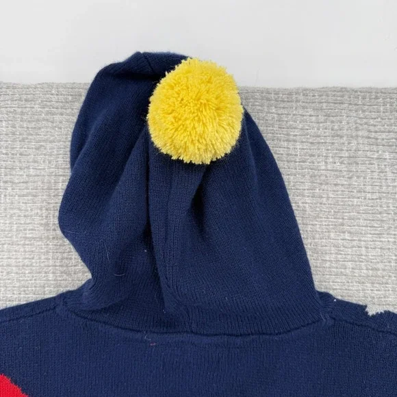 Mini Boden Cape Sweater Girls M Blue Hooded Striped Fringe Rainbow Pony - Picture 12 of 13